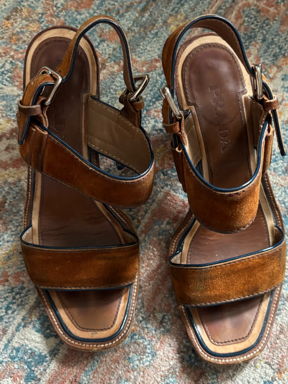 Prada suede sling back Block Heel Sandals size 6/6.5 - Picture 3 of 8